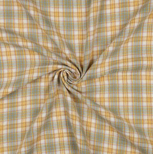 Double gauze katoen stof ruiten geel/groen  -  Poppy meets Pommé